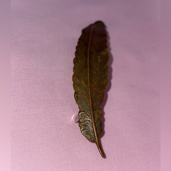 Vintage Feather Hair Clip Barrette, Made in France - Picture 4 of 10